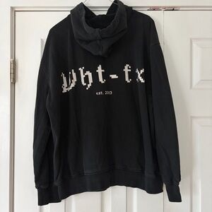 White Fox Black Hoodie with Pixelated Text Size Large - Extra Large EUC